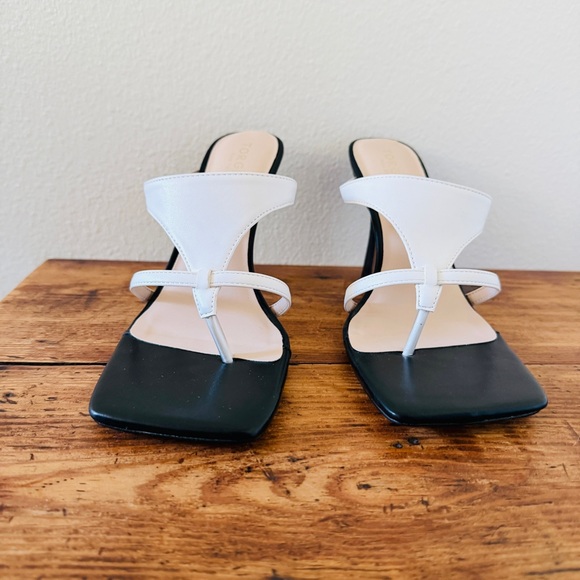 Torgeis Aconite Black & White Heeled Dress Sandals - Picture 2 of 7